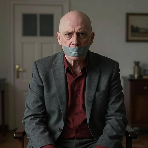 Mysterious Man in Dimly Lit Room