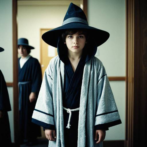 Boy in Wizard Costume with Wide-Brimmed Hat