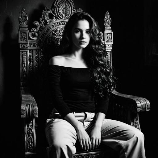 Confident Woman on Ornate Throne
