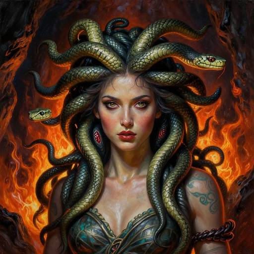 Medusa in Fiery Cave Portrait