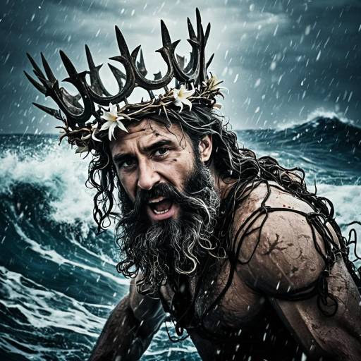 Stormy Sea Warrior with Antler Crown