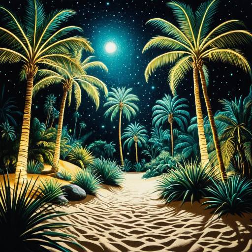 Luminescent Tropical Night Garden