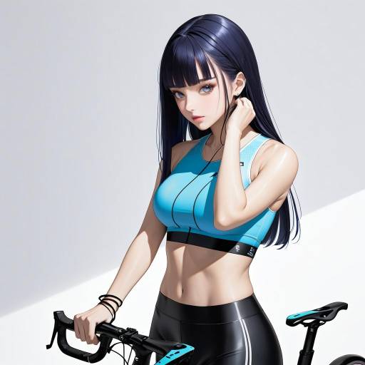 Sporty Woman with Raven Hair and Azure Eyes Sporty Woman with Raven Hair and Azure Eyes