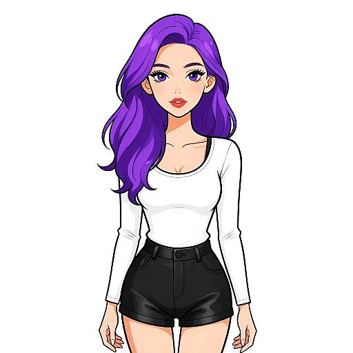 Stylish Woman in Casual Leather Shortalls