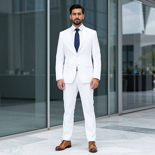 Confident Man in White Suit Urban Setting