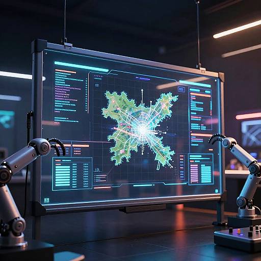 Cybernetic Control Room with 3D Maps