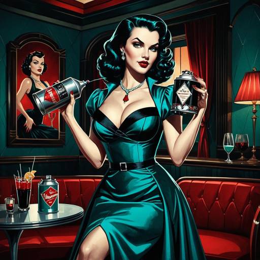 Retro Pinup Vampire in Art Deco Lounge