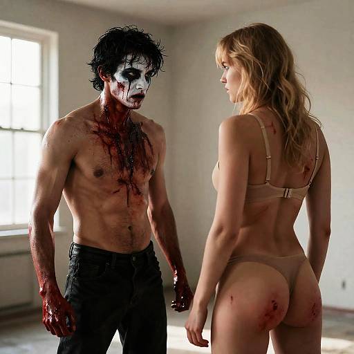 Dramatic Portrait of Two Injured Figures