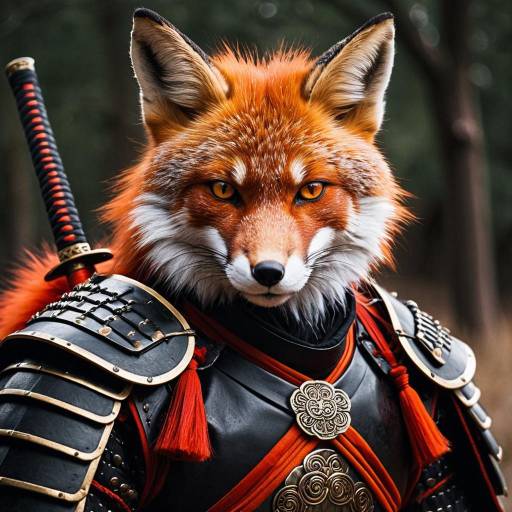 Crimson Fox Samurai Warrior Fantasy