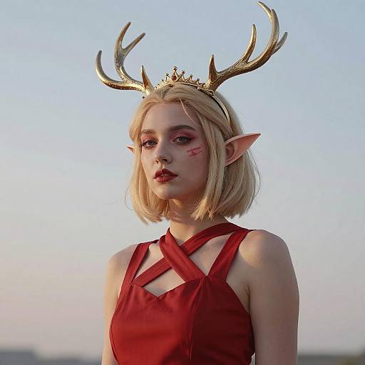 Elf Queen in Red Dress