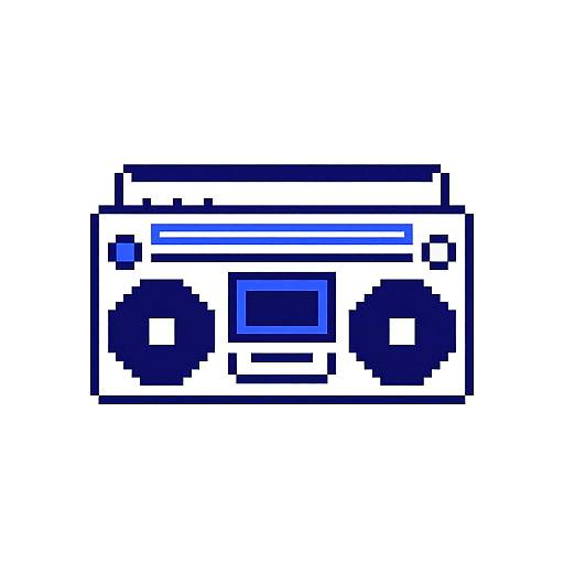 8-Bit Pixel Art Boombox Logo