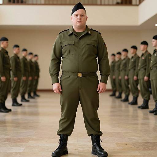 Plus Size Man in Military Uniform