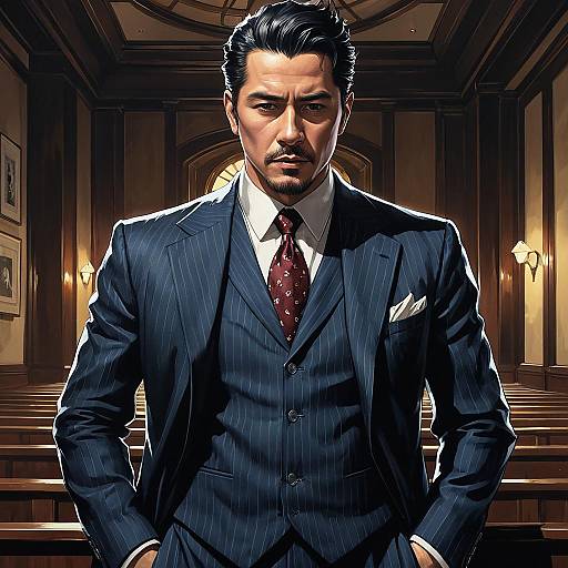 Elegant Gangster in Pinstripe Suit