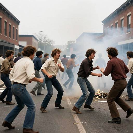 1970s Street Riot Scene Photography