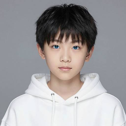 Boy with Black Hair and Blue Eyes