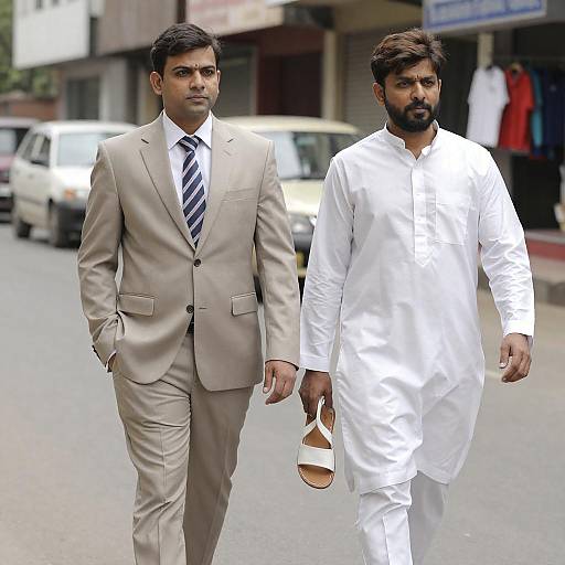 Two Men Walking on a Urban Street