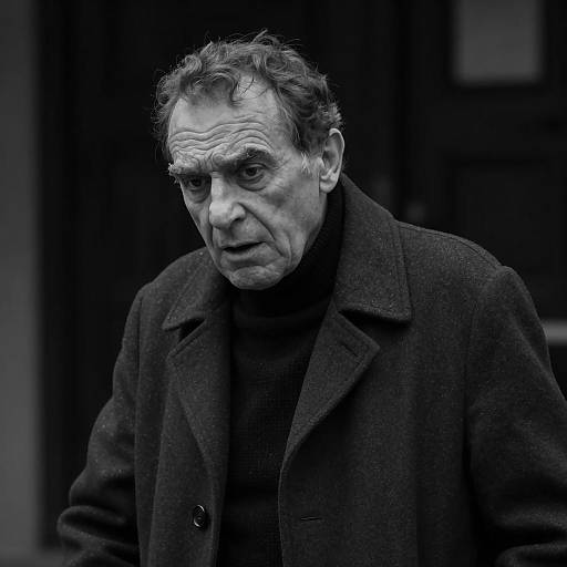 Concerned Elderly Man in Black and White