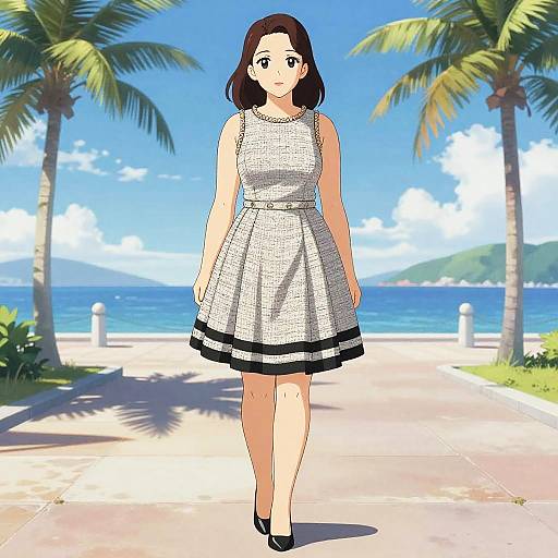Curvy Woman in Preppy Tweed Dress