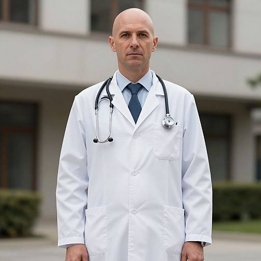 Bald Doctor in Lab Coat