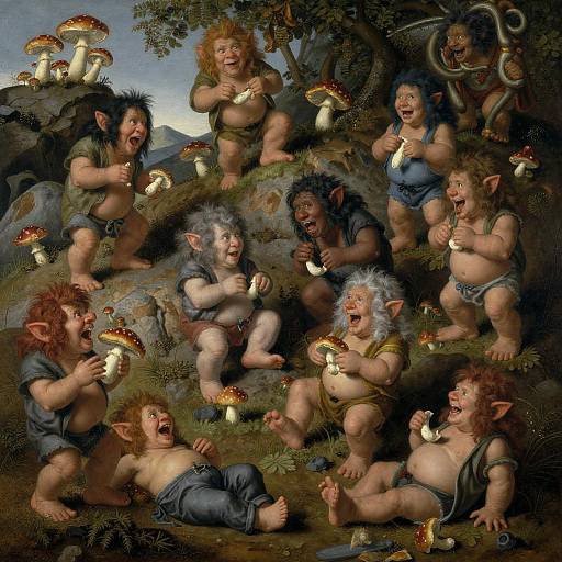 Surreal Trolls on Rocky Hillside