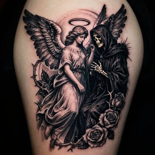 Detailed Angel and Death Tattoo Art