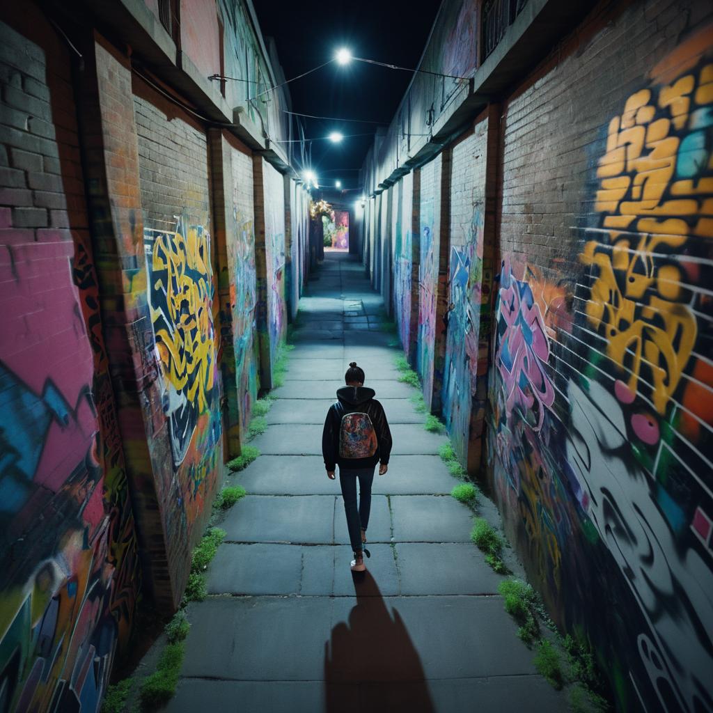 Cinematic Aerial Shot of Teen in Alley