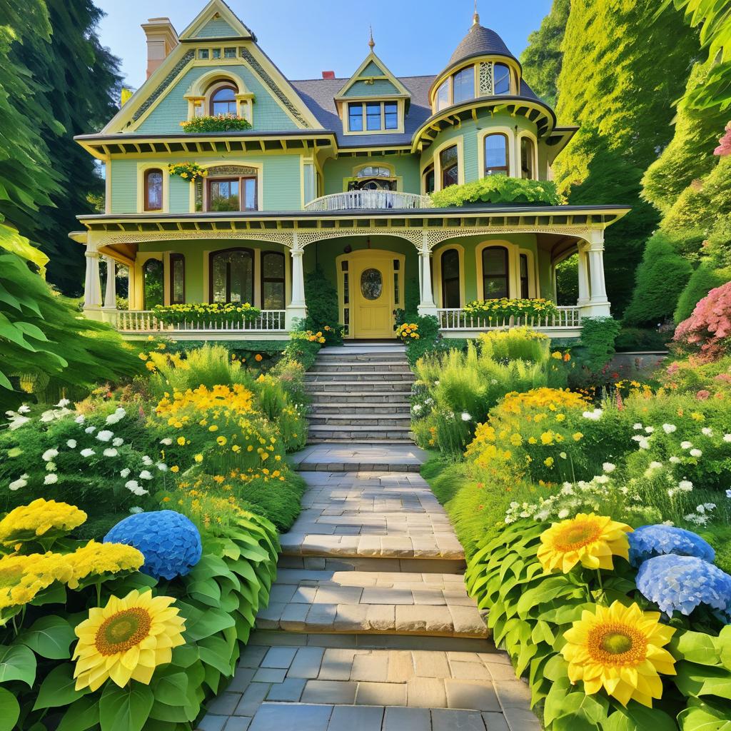 Charming Victorian Mansion in Summer Blooms