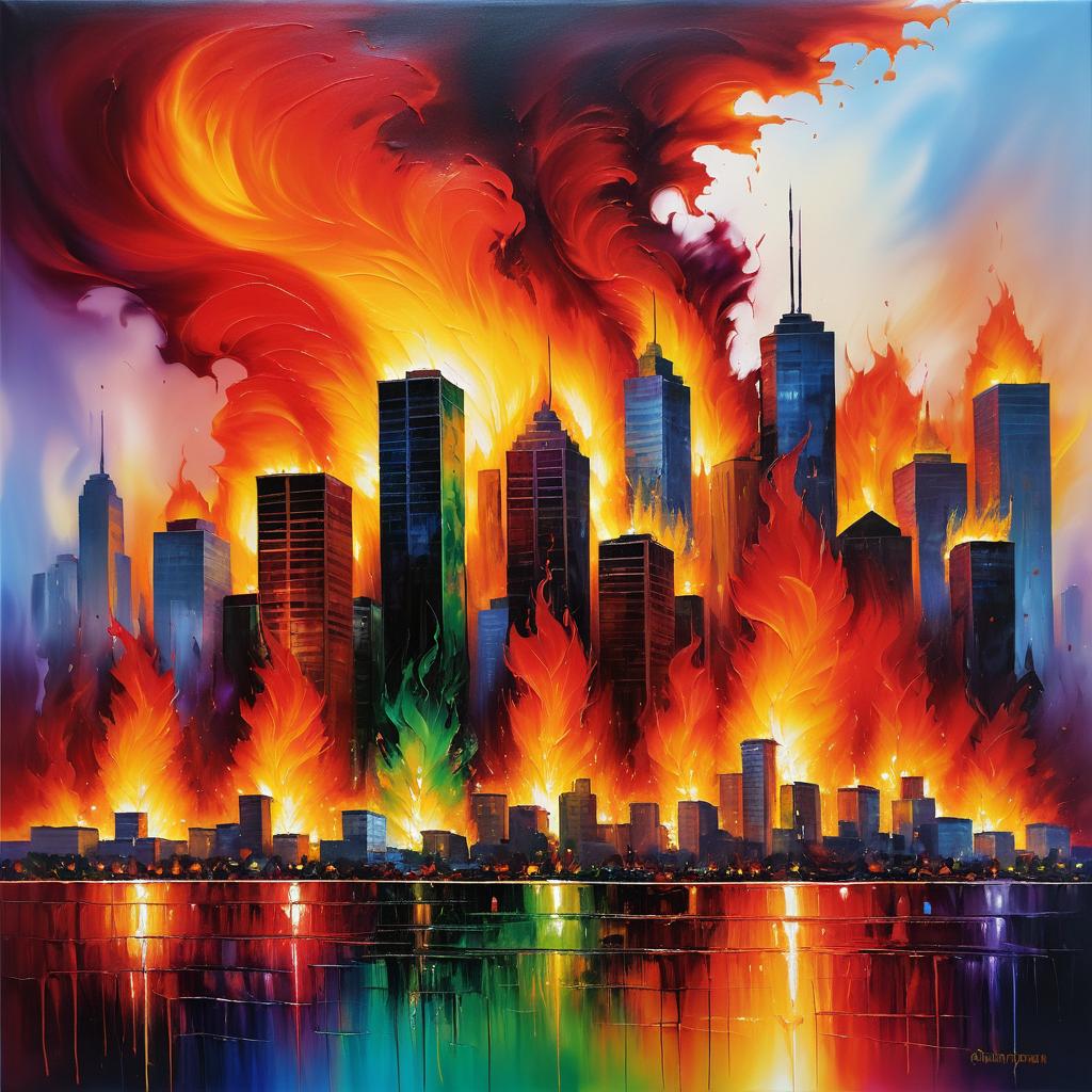 Inferno Unleashed: A Colorful Skyline