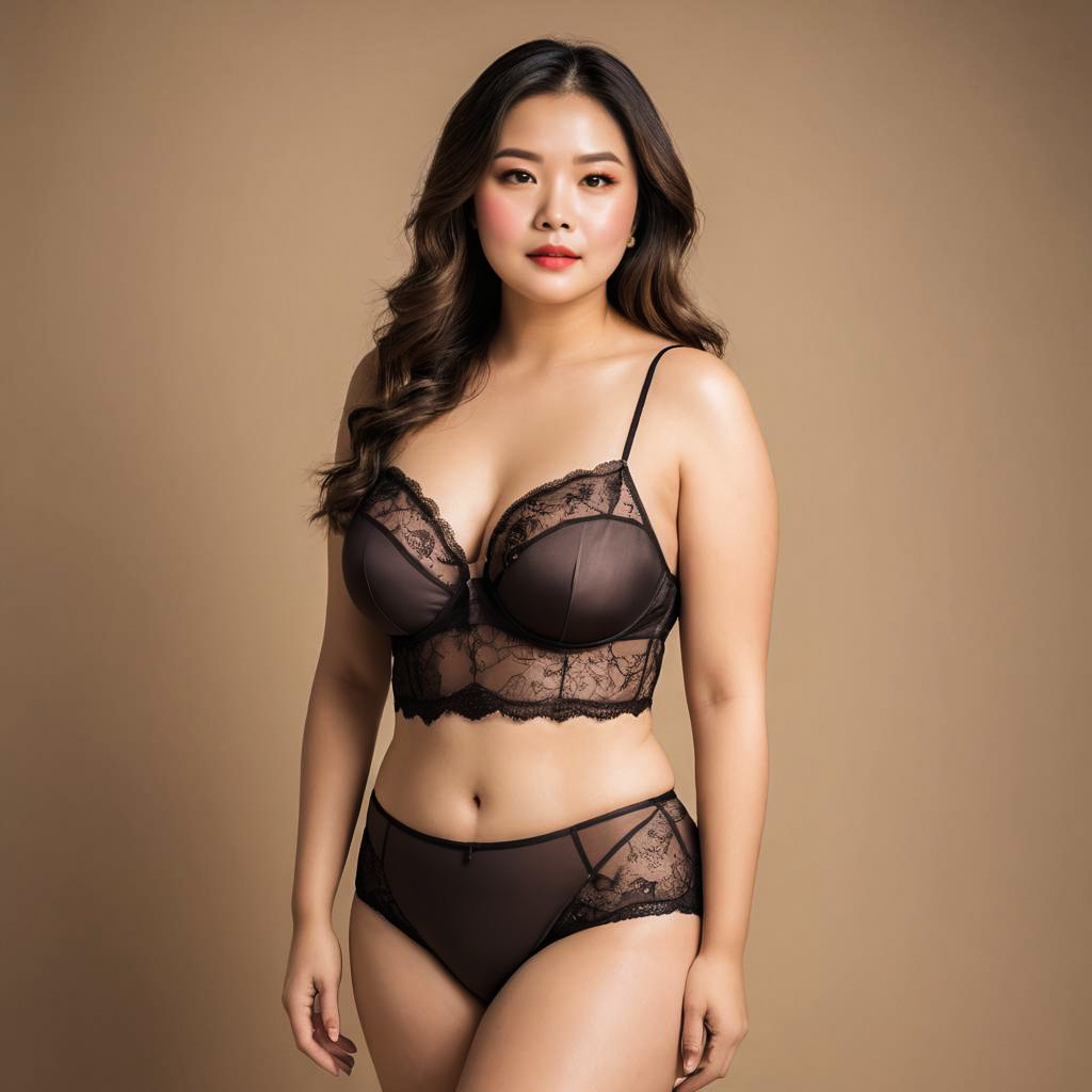 Confident Woman in Sheer Lingerie Set