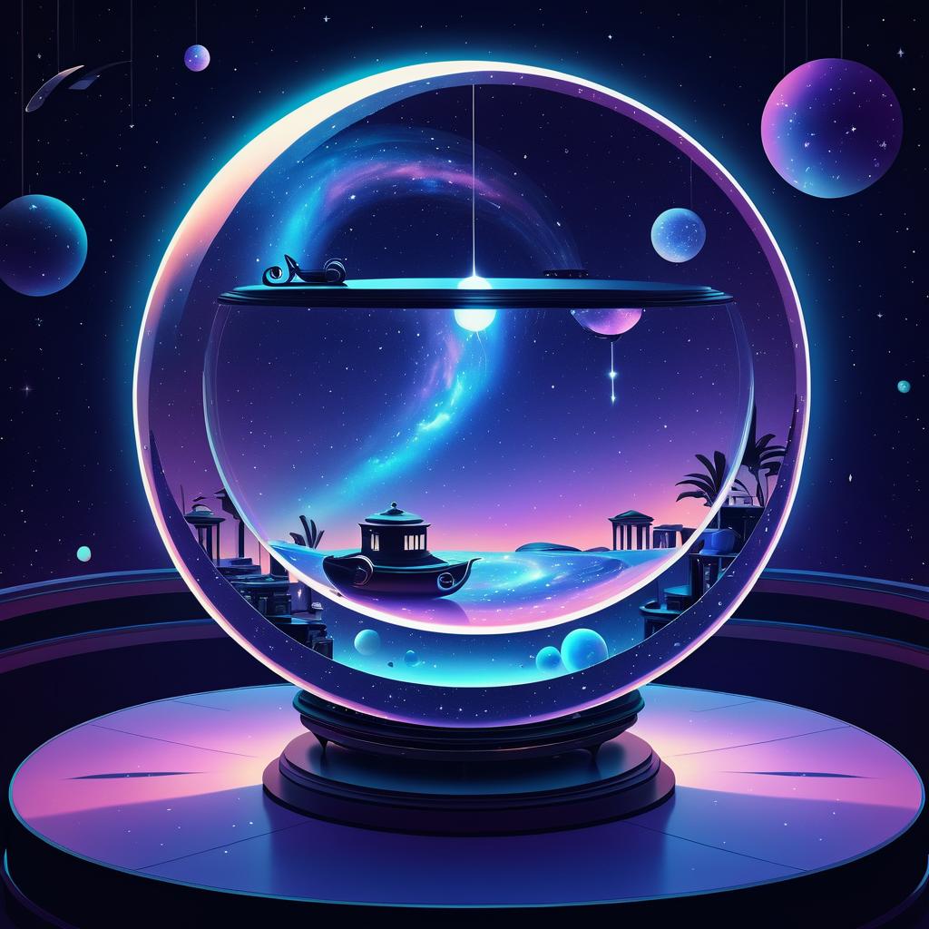 Surreal Fishbowl Galaxy in Bed Scene