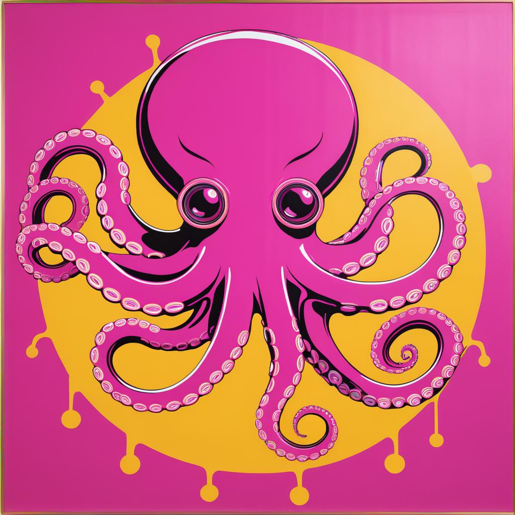 Quirky Octopus in Warhol Style