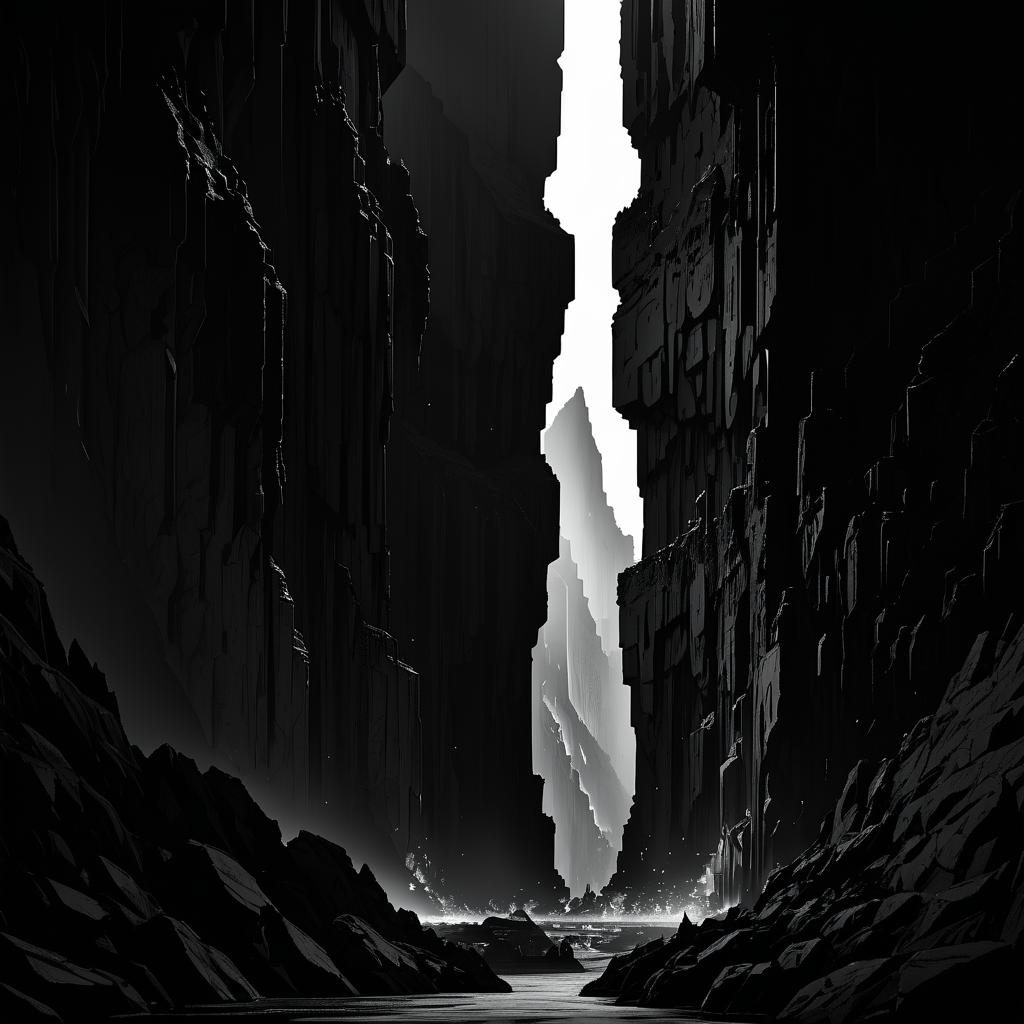 Eerie Magma Caverns in Monochrome