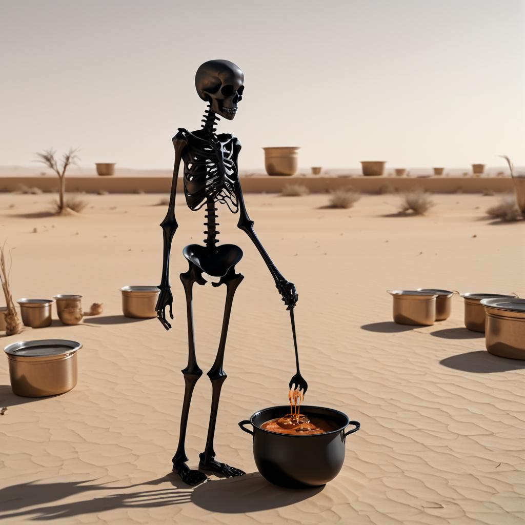 Desolate Prisoner in a Desert Landscape