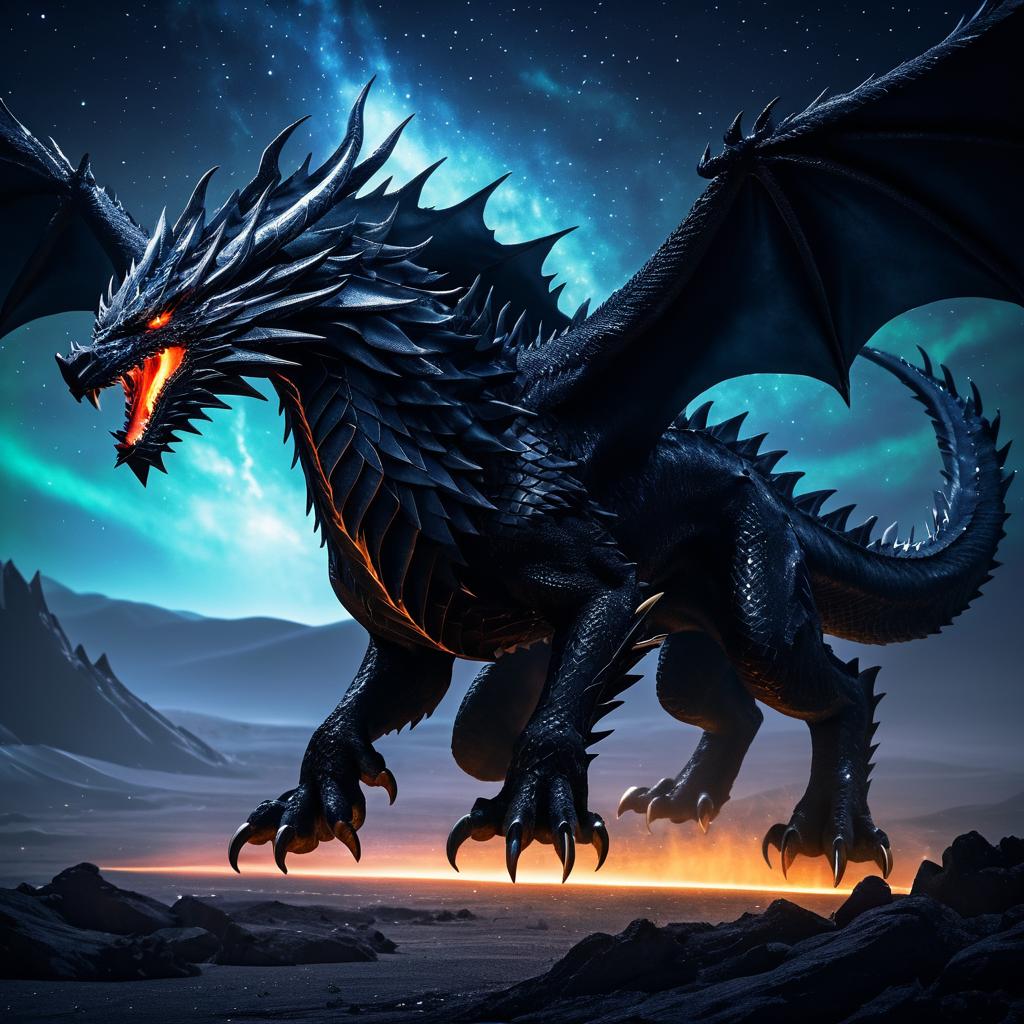 Fierce Dragon in Dark Fantasy Sky