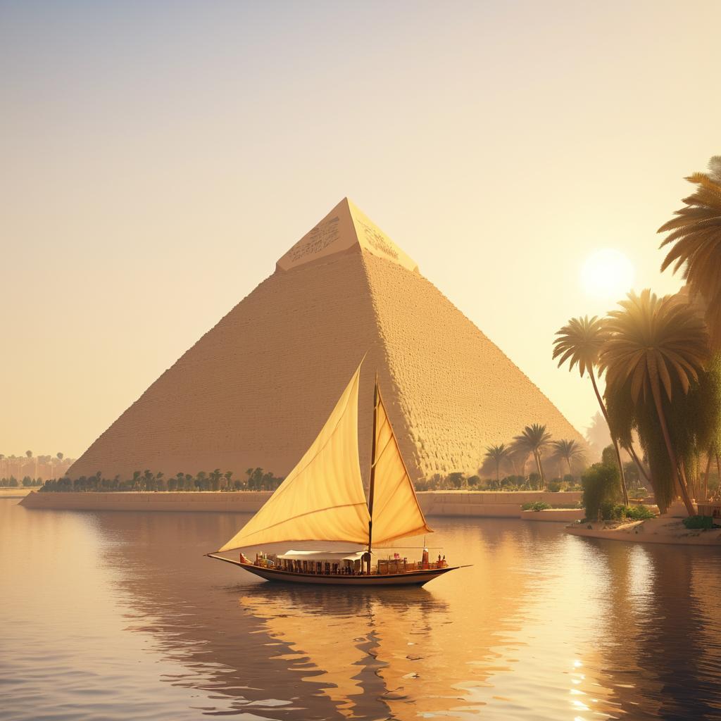 Breathtaking Cinematic Pyramid and Nile Scene