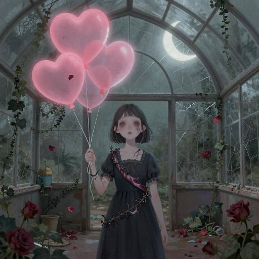 Moonlit Undead Girl in Greenhouse