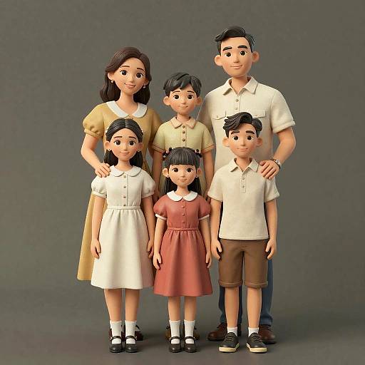 3D Nostalgic Vintage Family Portrait