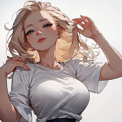 Anime Girl with Hands Up Illustration