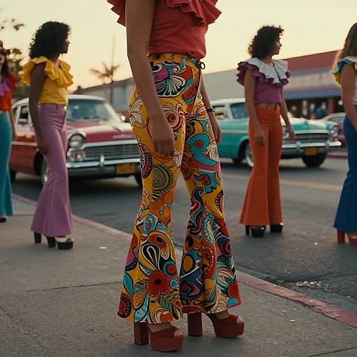 Hispanic 70s Fashion Street Scene