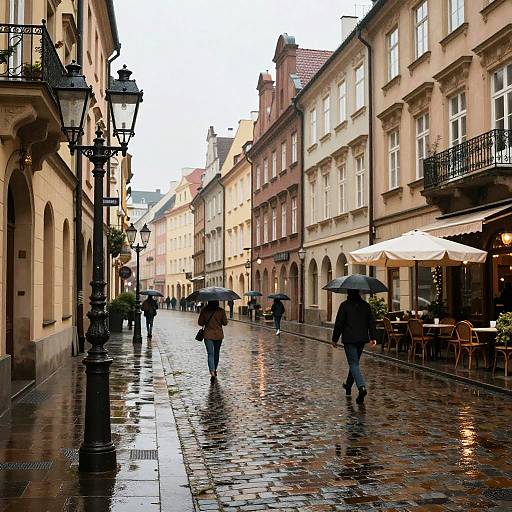 Rainy Historic European Avenue View