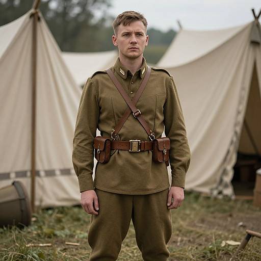 Man in Vintage Military Uniform