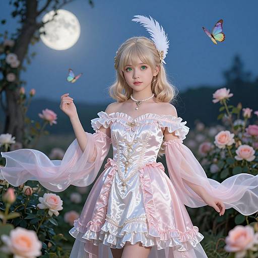 Graceful Fantasy Girl in Magical Garden