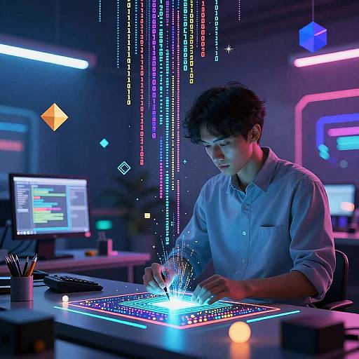 Digital Artisan Crafting Binary Masterpiece