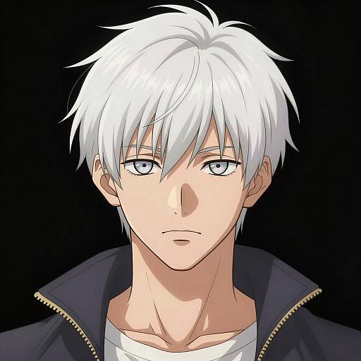 Semi-Realistic Anime White-Haired Young Male Portrait