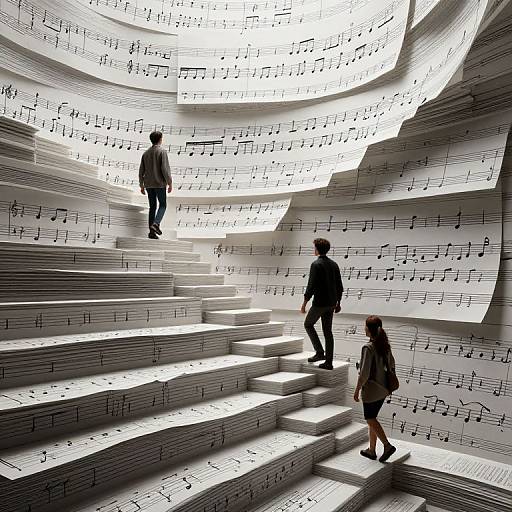 Musical Staircase Climbers in Digital Art