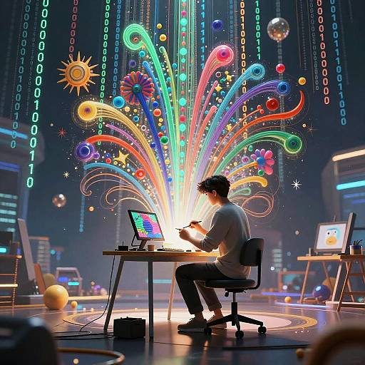 Futuristic AI Digital Painter Concept