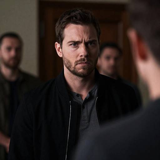 Serious Man in Dimly Lit Room