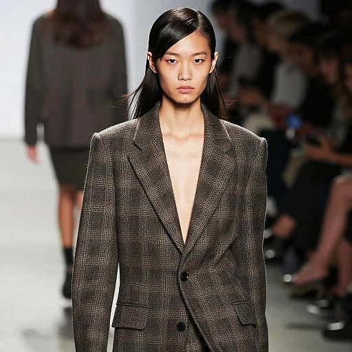 Female Model with Goatee in Chic Suit