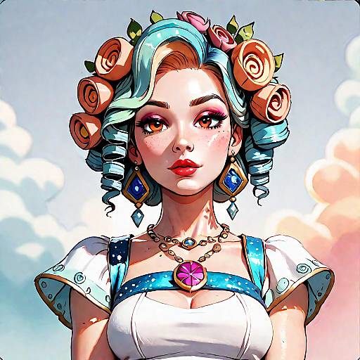 Fantasy Portrait of Woman with Floral Hair