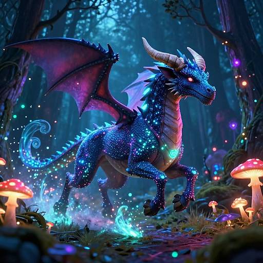 Buffalo-Dragon Hybrid in Neon Forest